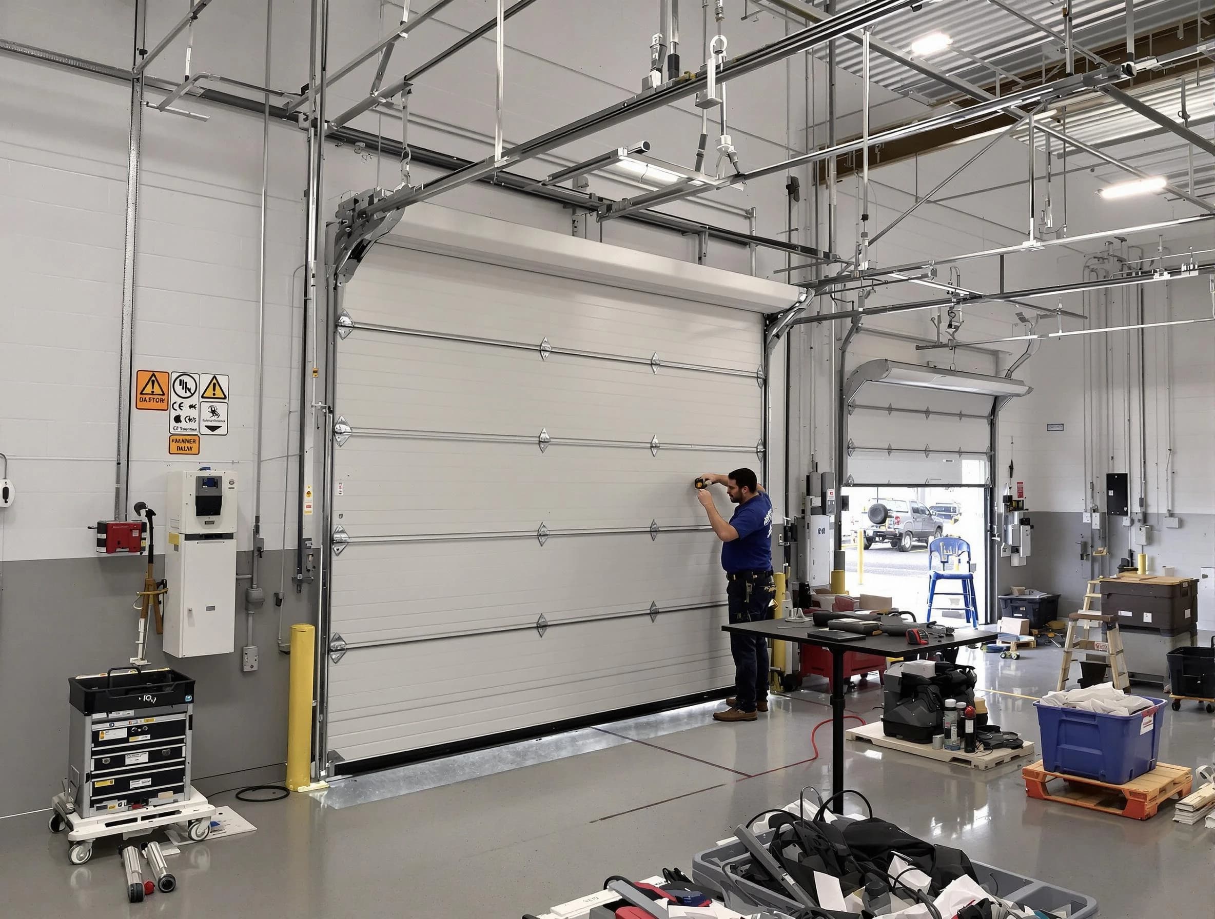 Commercial garage door repair being performed by Paterson Garage Door Repair expert in Paterson