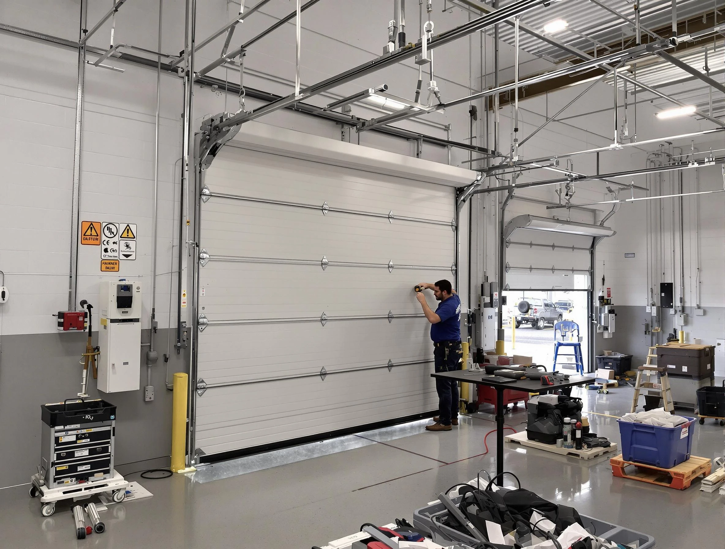 Commercial garage door repair being performed by Paterson Garage Door Repair expert in Paterson