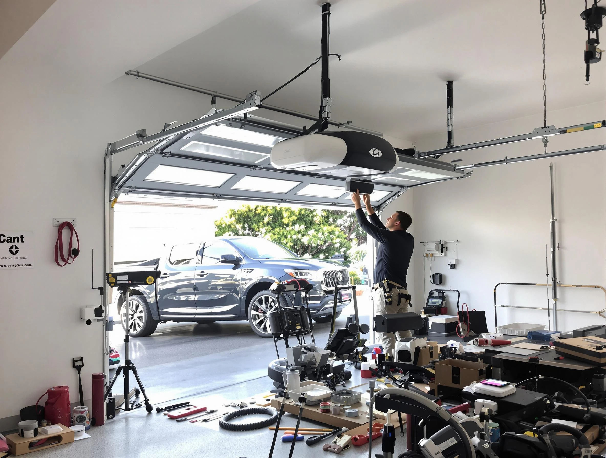 Paterson Garage Door Repair specialist installing smart garage door opener system in Paterson home