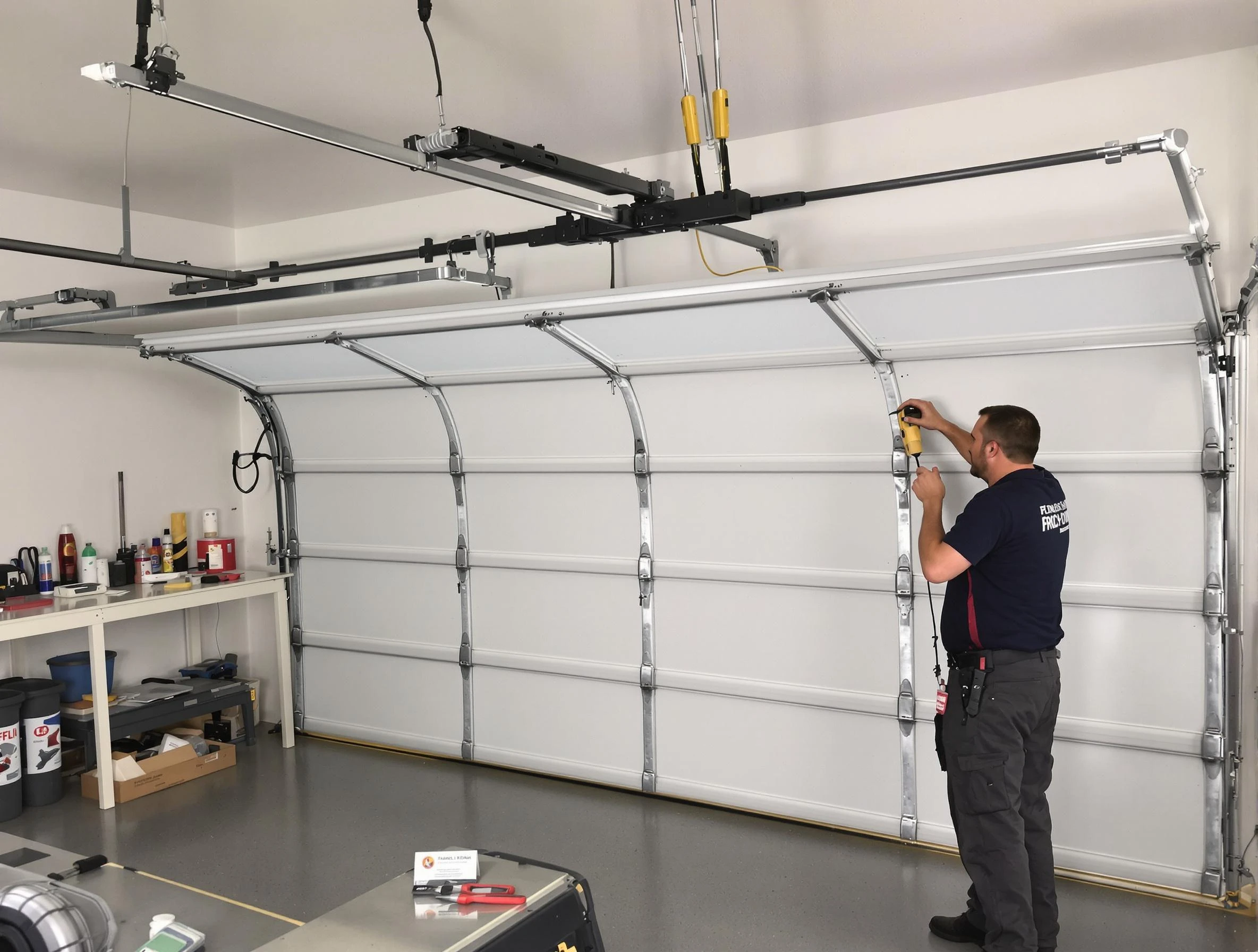 Paterson Garage Door Repair certified technician performing overhead door system repair in Paterson